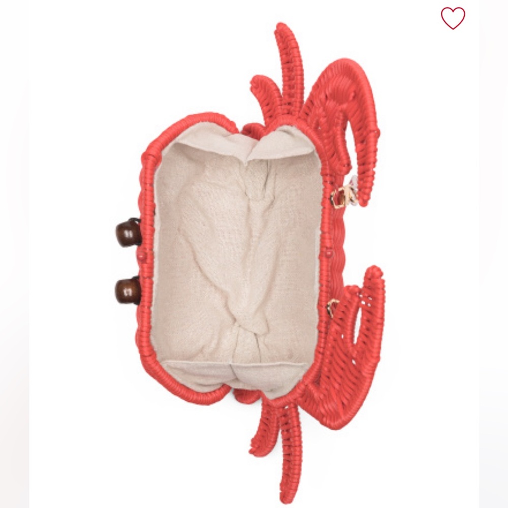 Tik Tok Viral Red Crab 🦀  Wicker Knit Woven Purse Crossbody Bag Bead Chain - Picture 2 of 3